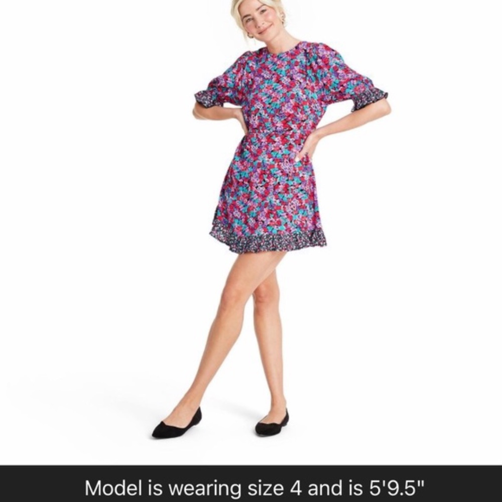 Rixo x Target Mixed Floral Puff Sleeve Dress